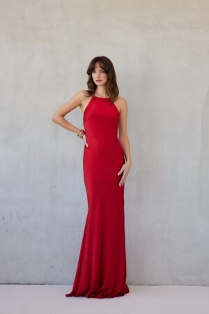 Γυναικείο Natalie Maxi Φόρεμα-Passion Red