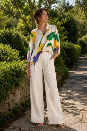 Γυναικείο Viscose Overshirt-Floral