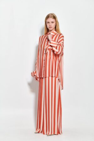 Γυναικείο Daira Stripped Silk Πουκάμισο-Terracotta