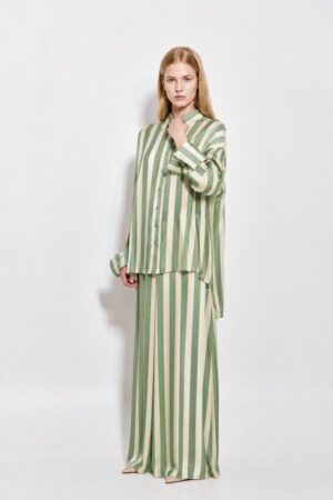 Γυναικείο Daira Stripped Silk Πουκάμισο-Μέντα