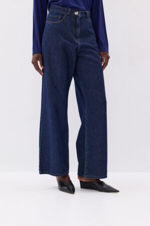 Γυναικείο Highwaist Wide Leg Denim Παντελόνι-Μπλε