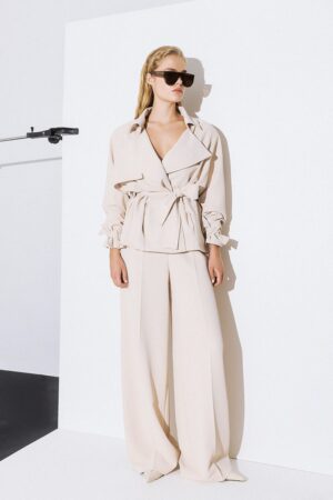 Γυναικείο Avery Crepe Cropped Trench Σακάκι-Cream
