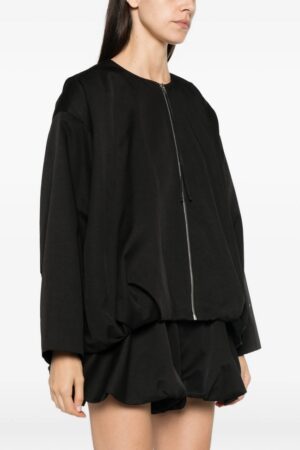 Γυναικείο Collarless Zip-up Μπουφάν-Μαύρο