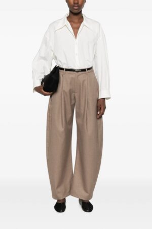 Γυναικείο Pleated Wide-leg Παντελόνι-Μπεζ