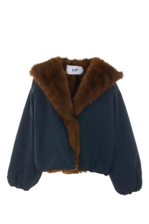 Γυναικείο Padded Faux Fur-trim Μπουφάν-Μαύρο