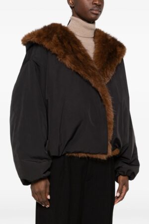 Γυναικείο Padded Faux Fur-trim Μπουφάν-Μπλε