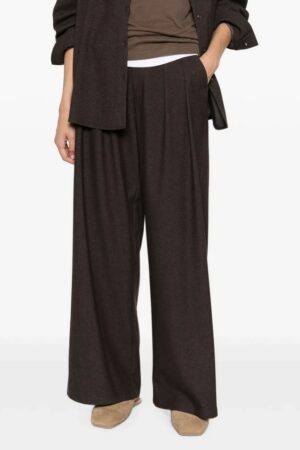 Γυναικείο Rayon Trousers with Pleats Παντελόνι-Καφέ