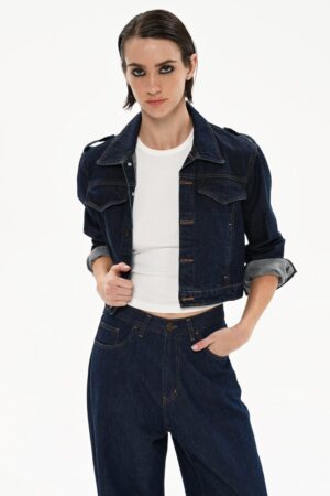 Γυναικείο Denim Faye Cropped Jacket-Ocean Blue