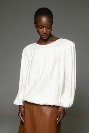 Γυναικεία Oversized Nostalgic Wide-neck Knit Μπλούζα-Λευκό