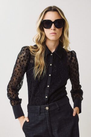 Γυναικείο Lace with Camisole Πουκάμισο-Μαύρο