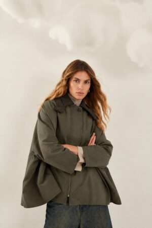 Γυναικείο Corduroy Collar Μπουφάν-Χακί