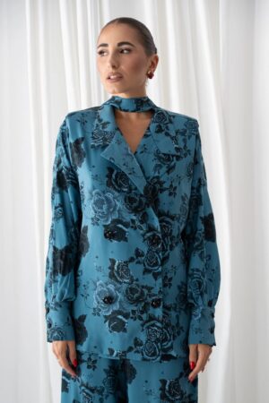 Γυναικείο Dark Blue Rose Blazer Πουκάμισο-Περτόλ