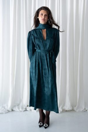 Γυναικείο Evergreen Jacquard Polymorphic Maxi Φόρεμα-Πετρόλ