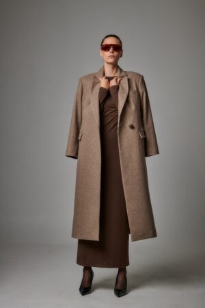 Γυναικείο Front Pockets Oversized Παλτό-Μπεζ